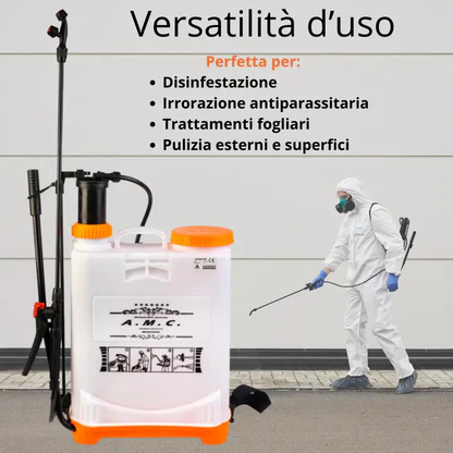 Pompa a Spalla Manuale 16L per Nebulizzazione e Irrorazione – Nebulizzatore a Pressione per Disinfestazione e Giardinaggio con Ugello in Ottone Regolabile