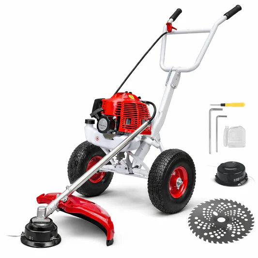 Decespugliatore a  Scoppio con Ruote 63CC, Potente, Preciso e Senza Fatica.