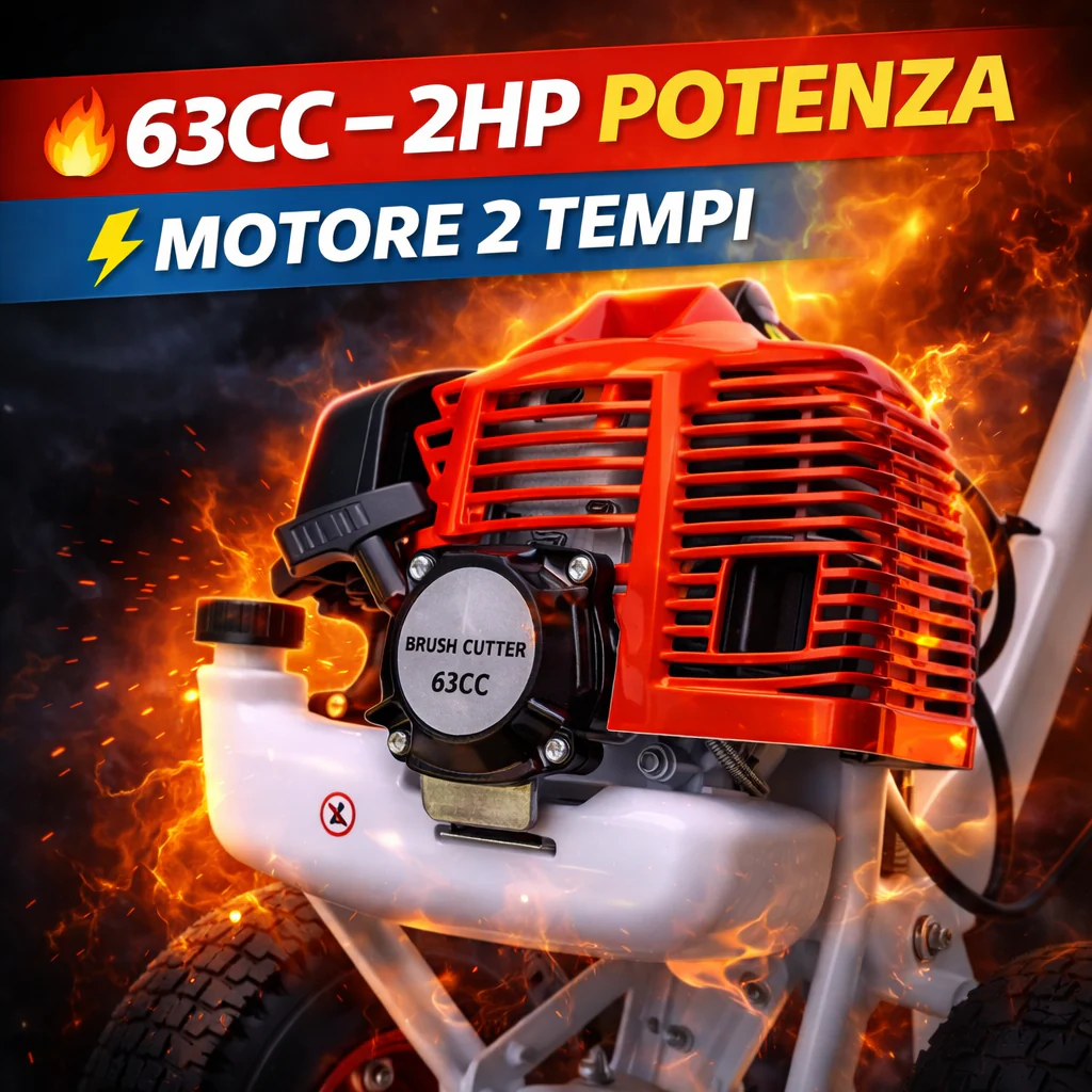 Decespugliatore a  Scoppio con Ruote 63CC, Potente, Preciso e Senza Fatica.
