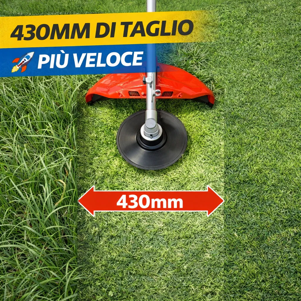 Decespugliatore a  Scoppio con Ruote 63CC, Potente, Preciso e Senza Fatica.