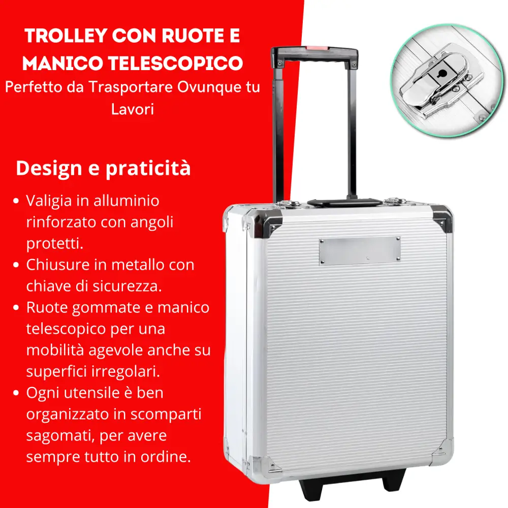 Cassetta Attrezzi Set Completo a Trolley 849 Pezzi Professionali in Acciaio.
