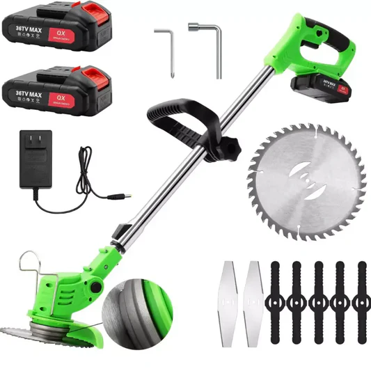 Decespugliatore a Batteria, Tagliabordi Elettrico 24V con 2 Batterie e Lame Metalliche