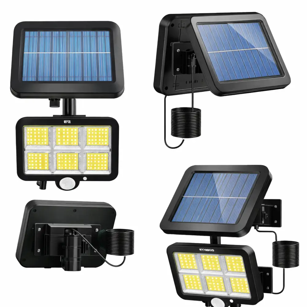 Faretti Solari LED Esterno 2 Pezzi | 100 LED con Sensore di movimento.