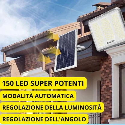 Faretto LED Solare da Esterno 600W, Faro con Sensore Crepuscolare e 150 LED