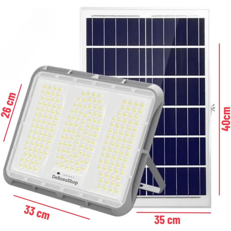 Faretto LED Solare da Esterno 600W, Faro con Sensore Crepuscolare e 150 LED