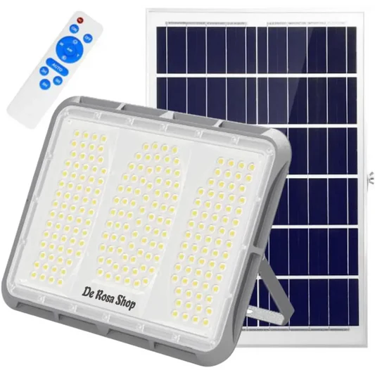 Faretto LED Solare da Esterno 600W, Faro con Sensore Crepuscolare e 150 LED