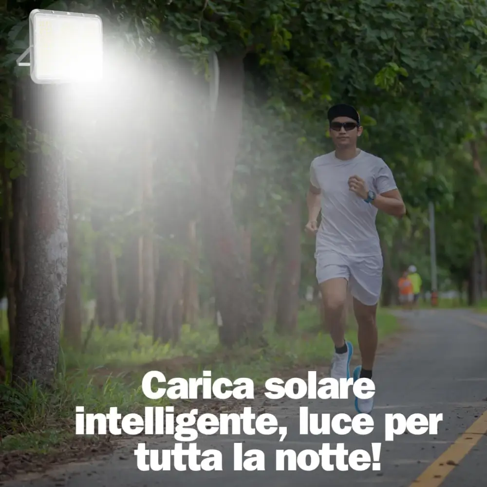 Faretto LED Solare da Esterno 600W, Faro con Sensore Crepuscolare e 150 LED