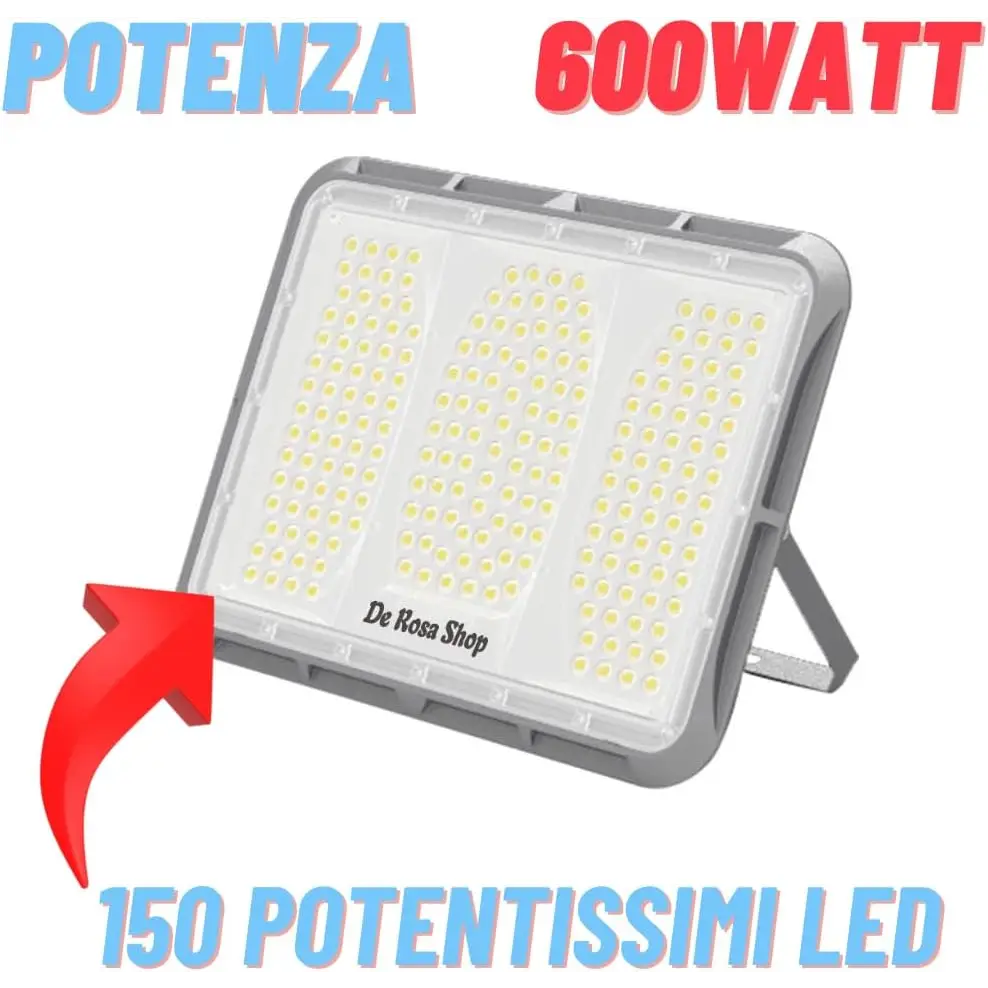 Faretto LED Solare da Esterno 600W, Faro con Sensore Crepuscolare e 150 LED