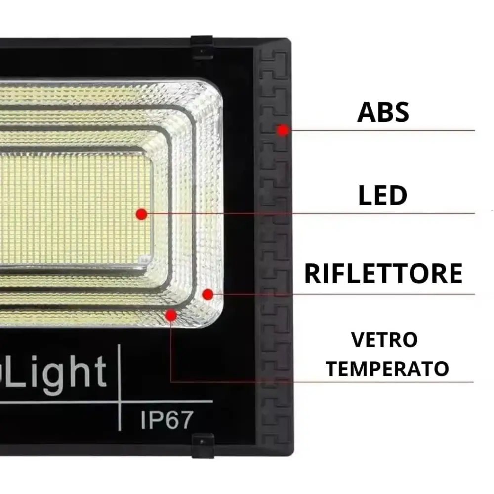 Faro LED Esterno 500W con Pannello Solare, Luce Solare 208 Potenti LED