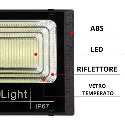 Faro LED Esterno 500W con Pannello Solare, Luce Solare 208 Potenti LED