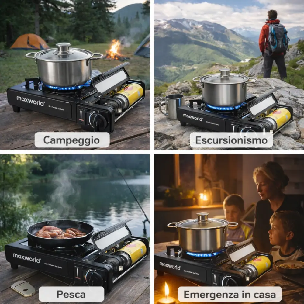 Fornello da Campeggio a Gas Portatile con Valigetta – Sicuro e Facile da Trasportare
