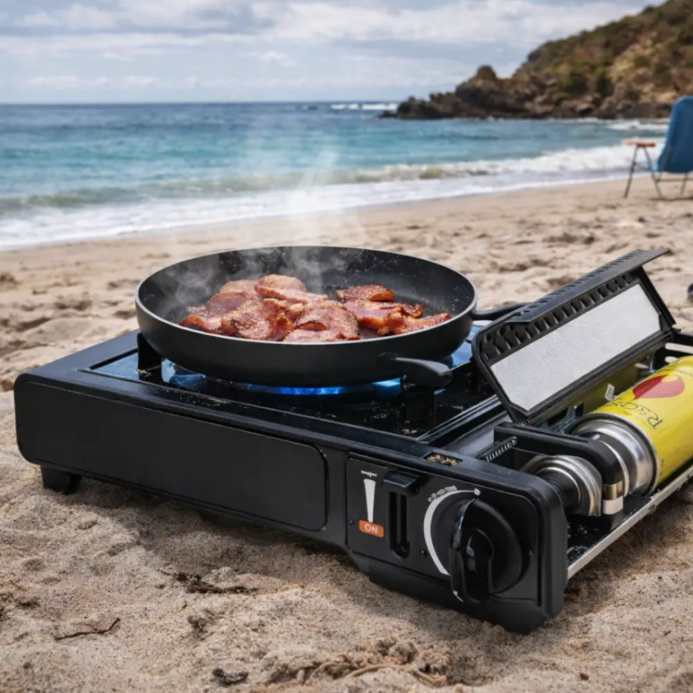 Fornello da Campeggio a Gas Portatile con Valigetta – Sicuro e Facile da Trasportare