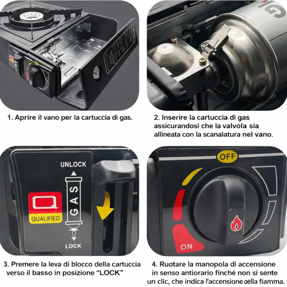 Fornello da Campeggio a Gas Portatile con Valigetta – Sicuro e Facile da Trasportare