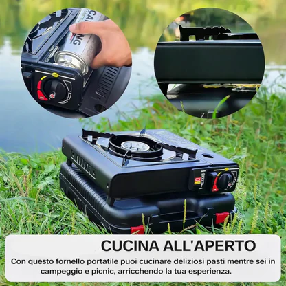 Fornello da Campeggio a Gas Portatile con Valigetta – Sicuro e Facile da Trasportare