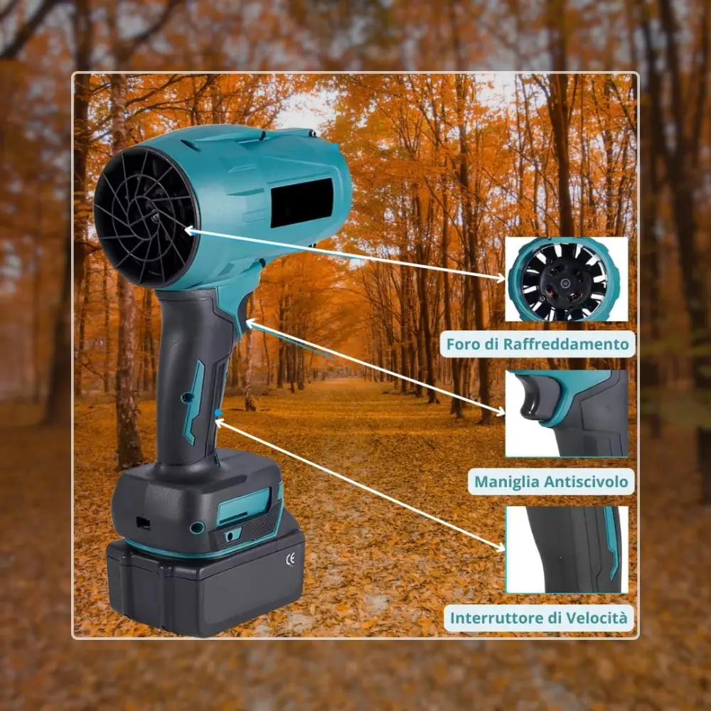 Idropulitrice a Batteria con Mini Soffiatore Incluso, Portatile, 2 Batterie 48V Intercambiabili per Pulizia Versatile e Senza Fili