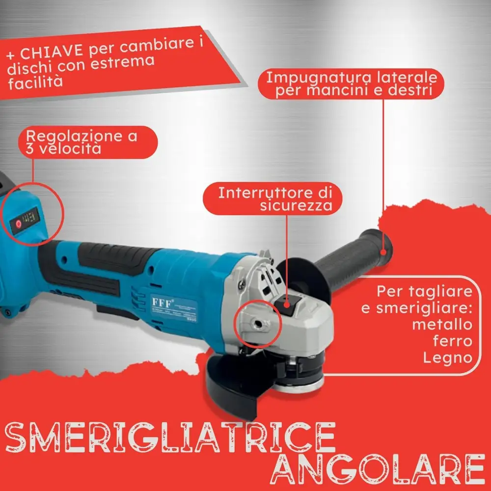 Kit 3 in 1 Trapano Avvitatore Avvitatore a Impulsi Smerigliatrice a Batteria
