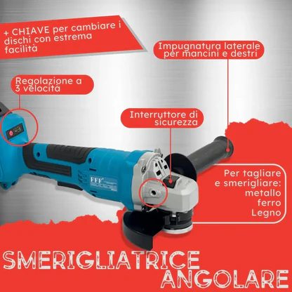 Kit Completo Professionale Fai da Te 4 in 1 con Trapano Avvitatore a Batteria, Trapano a Percussione, Trapano a Martello e Avvitatore