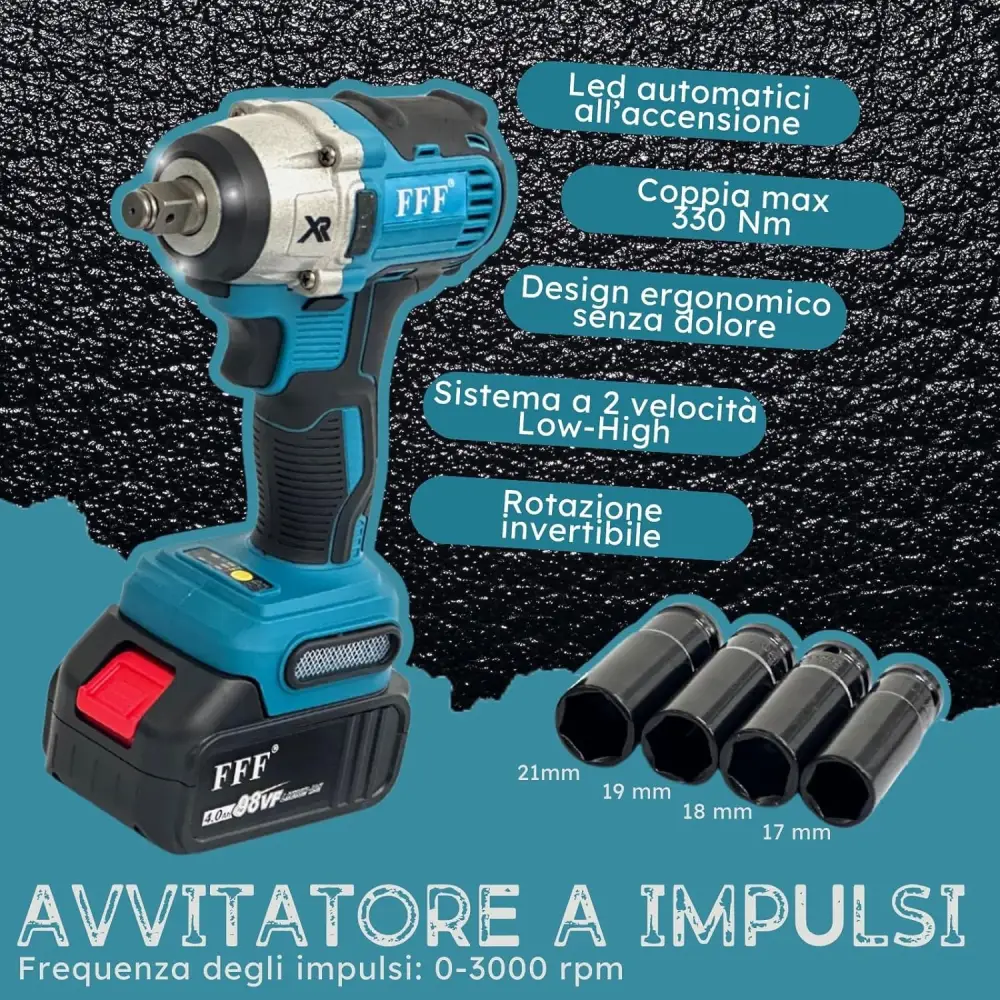 Kit Completo Professionale Fai da Te 4 in 1 con Trapano Avvitatore a Batteria, Trapano a Percussione, Trapano a Martello e Avvitatore