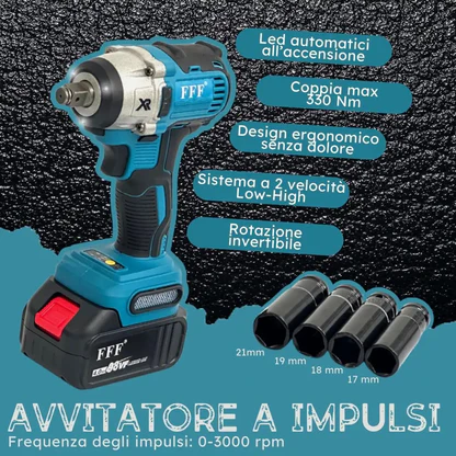 Kit Completo Professionale Fai da Te 4 in 1 con Trapano Avvitatore a Batteria, Trapano a Percussione, Trapano a Martello e Avvitatore