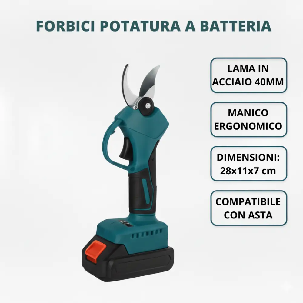 Kit Potatura 3 in 1 - Forbice a Batteria e Motosega 8 Pollici Elettrica con Asta Telescopica 128-248cm, Set Professionale per Giardinaggio con 2 Batterie 48V - DE ROSA SHOP