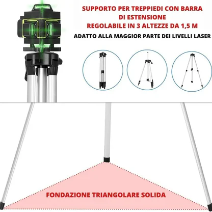 Kit Professionale 3 in 1 Miscelatore Malta e Cemento 1600W 6 Velocità M14 + Livella Laser 4D 16 Linee Autolivellante + Avvitatore con 2 Batterie