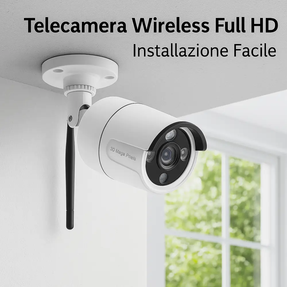 Kit Videosorveglianza Wireless, HD 4 Telecamere WiFi, Sistema IP Remoto con NVR, Supporto 5G e Connessione LAN, Sistema di Sorveglianza con Rivelazione Movimento.