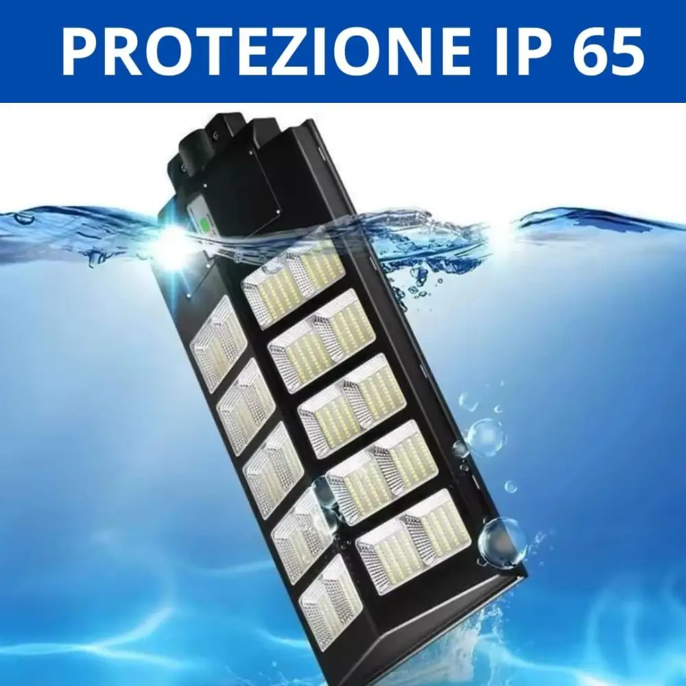 Lampione LED Esterno Solare 1200W, Sensore di Movimento, 18000mAh, IP65, con Telecomando e Staffa