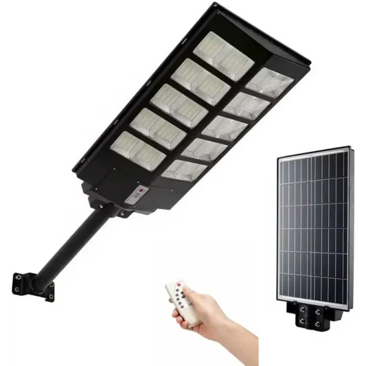 Lampione LED Esterno Solare 1200W, Sensore di Movimento, 18000mAh, IP65, con Telecomando e Staffa