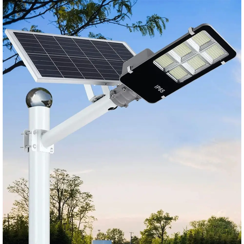 Lampione Solare esterno 400W con Pannello fotovoltaico, LED 6500K Bianco Freddo