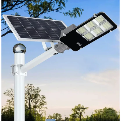 Lampione Solare esterno 400W con Pannello fotovoltaico, LED 6500K Bianco Freddo