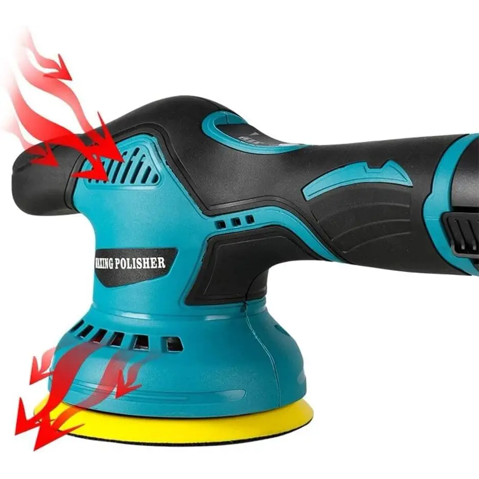 Lucidatrice Auto Orbitale, Kit Professionale con 2 Batterie, Spugna da 125 mm, 8 Velocità Regolabili