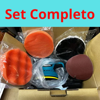 Lucidatrice Auto Orbitale, Kit Professionale con 2 Batterie, Spugna da 125 mm, 8 Velocità Regolabili