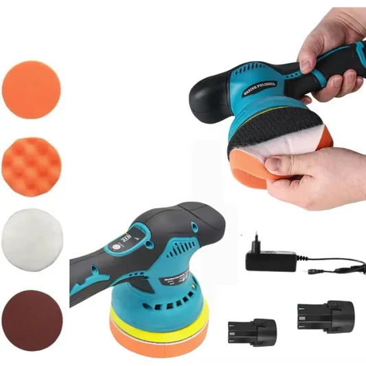 Lucidatrice Auto Orbitale, Kit Professionale con 2 Batterie, Spugna da 125 mm, 8 Velocità Regolabili