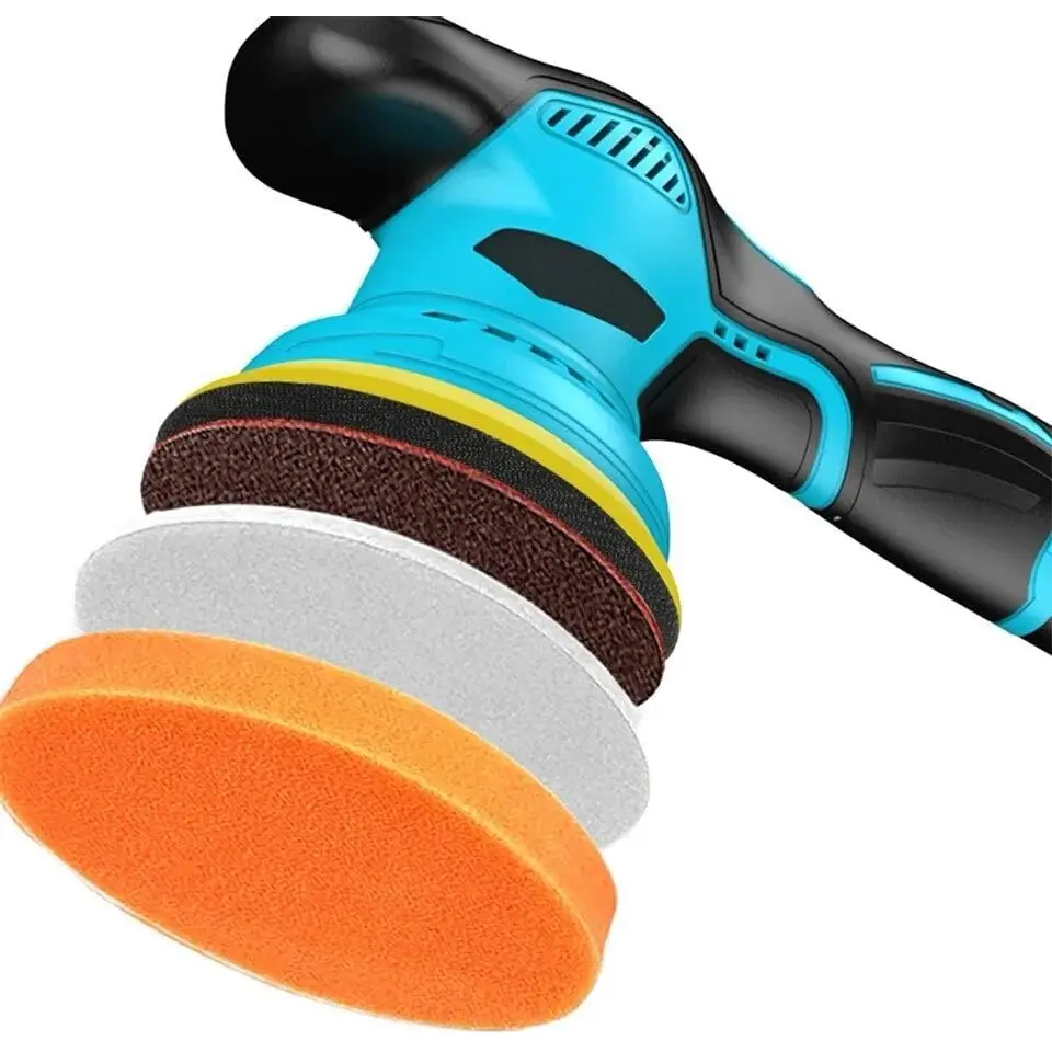 Lucidatrice Auto Orbitale, Kit Professionale con 2 Batterie, Spugna da 125 mm, 8 Velocità Regolabili
