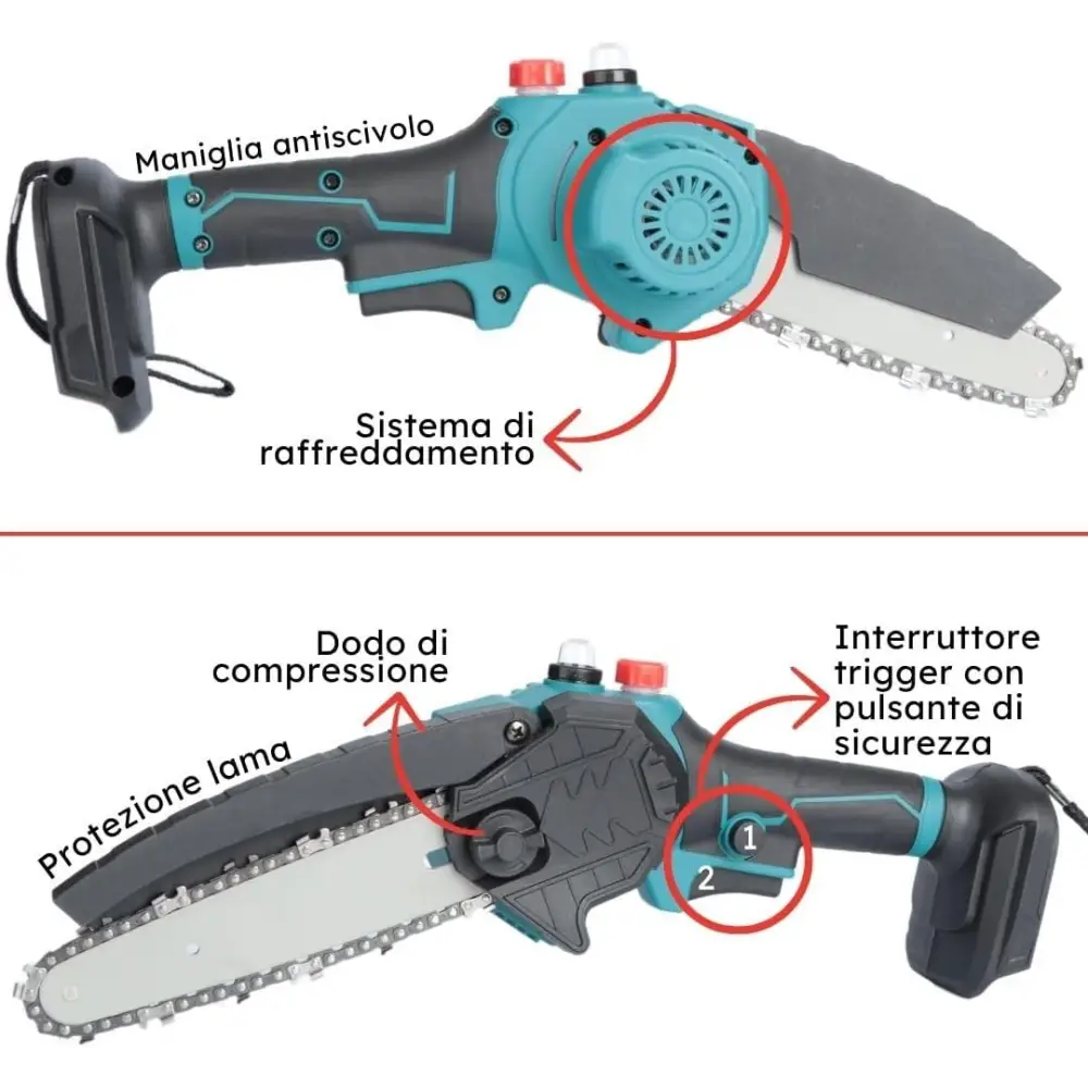 Mini Motosega a Batteria 6 Pollici per Potatura e Giardinaggio