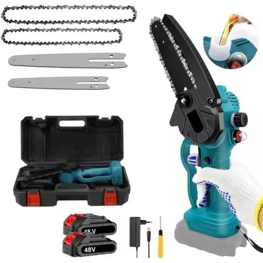 Mini Motosega a Batteria con Oliatore Automatico doppia Catena.