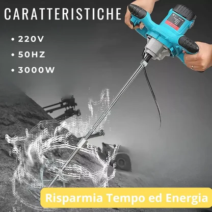 Miscelatore Professionale 2600W a 6 Velocità – Per Malta, Cemento e Colla