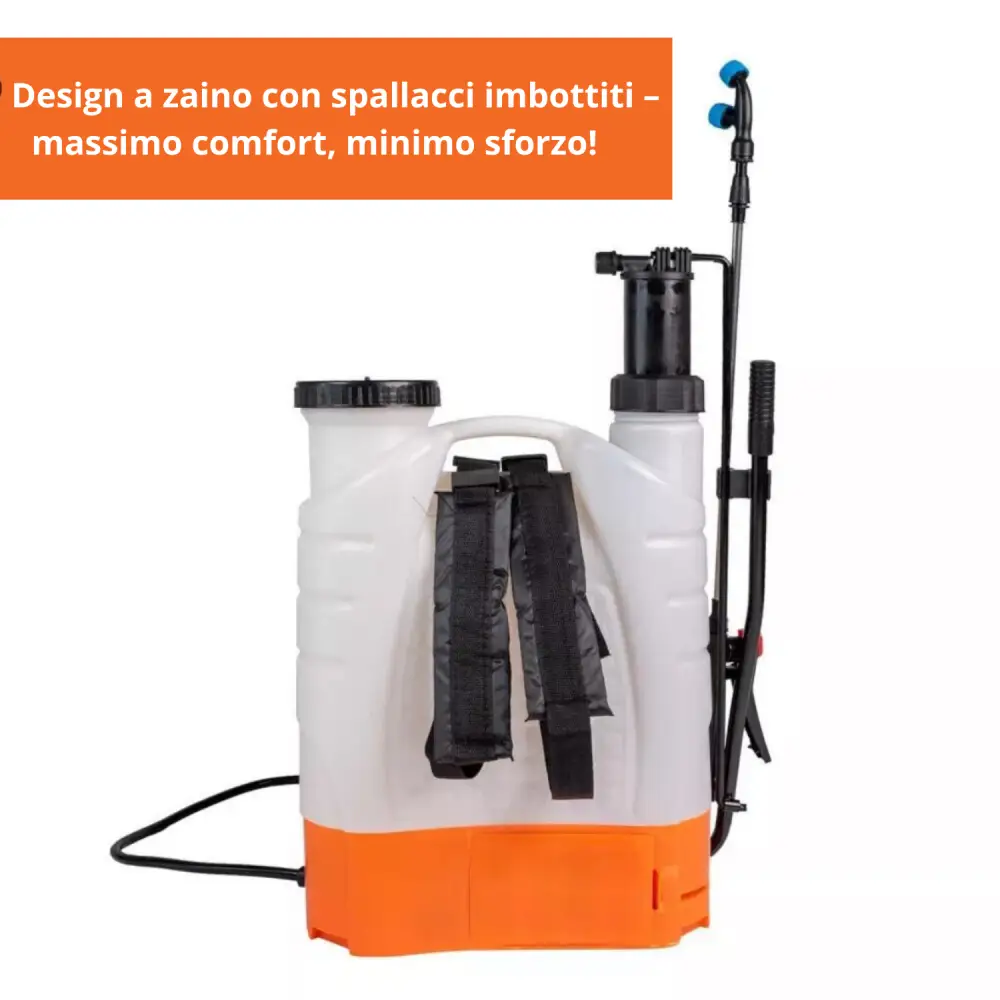 Pompa a Spalla Manuale 16L per Nebulizzazione e Irrorazione – Nebulizzatore a Pressione per Disinfestazione e Giardinaggio con Ugello in Ottone Regolabile