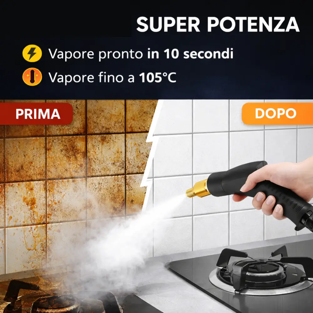 Pulitore a Vapore 1,2L Professionale | Pulizia Profonda per Casa e Auto