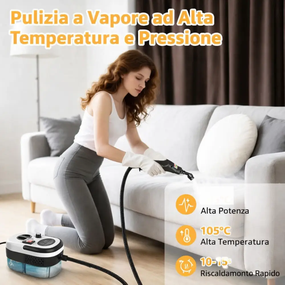 Pulitore a Vapore 1,2L Professionale | Pulizia Profonda per Casa e Auto