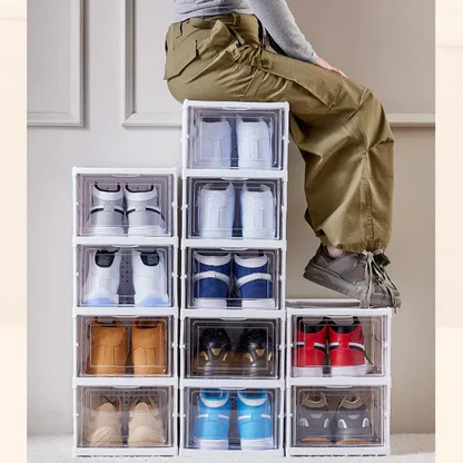 Scarpiera Salvaspazio Pieghevole, con 6 Ripiani Slim, Portascarpe Organizer Scarpe con Contenitori, Facile da Montare e Compatta. Colore Bianco