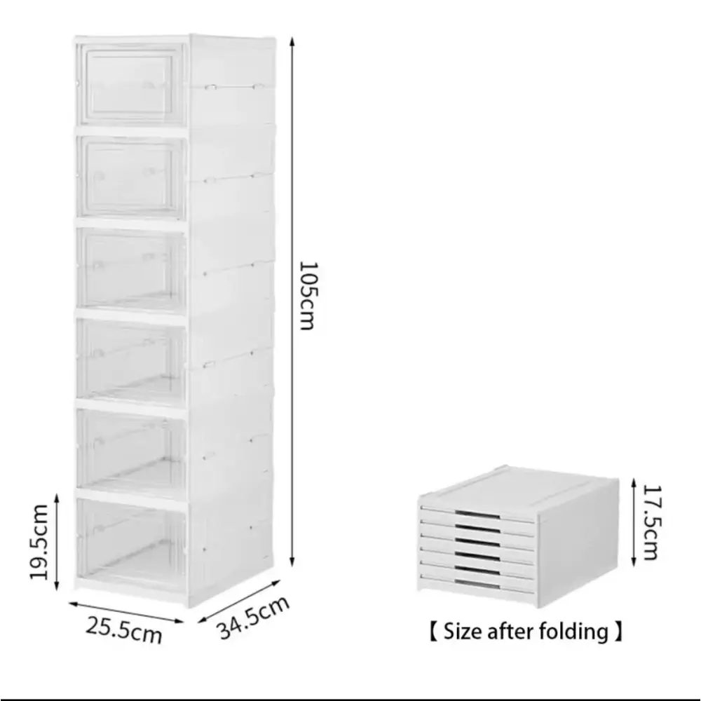 Scarpiera Salvaspazio Pieghevole, con 6 Ripiani Slim, Portascarpe Organizer Scarpe con Contenitori, Facile da Montare e Compatta. Colore Bianco