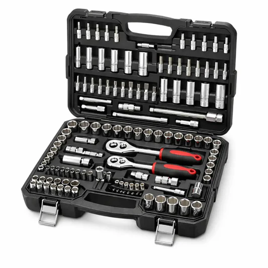 Set Chiavi a Bussola con Cricchetto Professionale 108 Pezzi 1/4” + 1/2” con Valigetta Portatile.