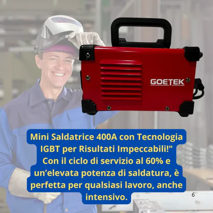 Smerigliatrice Angolare 1000 Watt + Saldatrice Inverter Mini MMA 400A, Compatta, Potente, con Tecnologia IGBT, VRD, Display LED, per Elettrodo e Lift TIG,Kit Professionale.