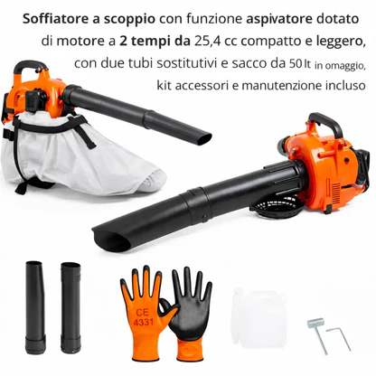 Soffiatore a Scoppio + Aspiratore 2 Tempi 25,4 cc – Compatto e Leggero.