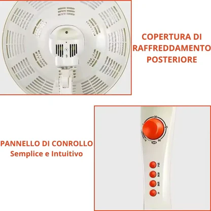 Stufa Piantana a Carbonio - Ventilatore Aria Calda Oscillante 90°, Riscaldamento Rapido 500W/1000W, Sicura Antiribaltamento, Regolazione Potenza per Casa e Ufficio