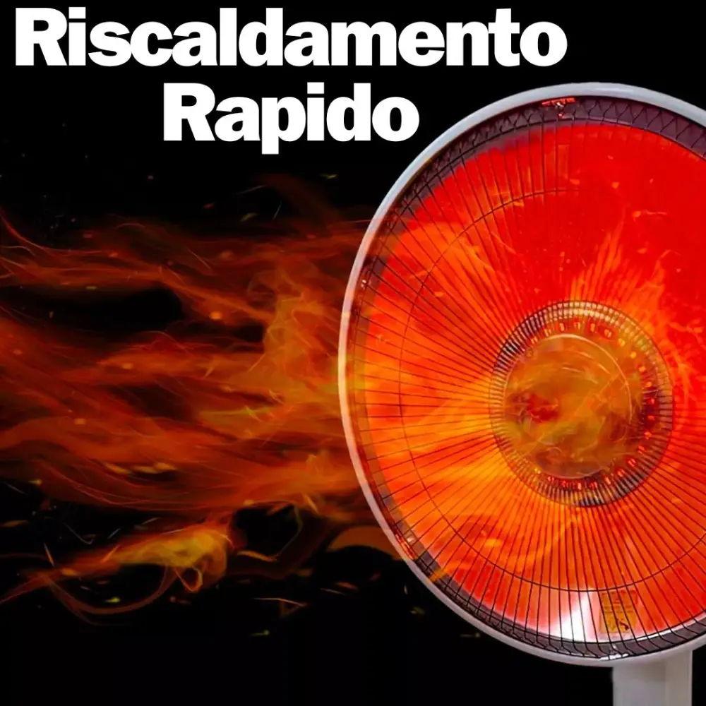 Stufa Piantana a Carbonio - Ventilatore Aria Calda Oscillante 90°, Riscaldamento Rapido 500W/1000W, Sicura Antiribaltamento, Regolazione Potenza per Casa e Ufficio