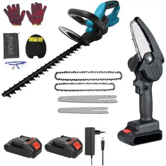 Tagliasiepi a Batteria 72V 5.0Ah con Lama da 50 cm e 2 Batterie, Tosasiepi Elettrico Potente e Leggero, Inclusa Mini Motosega da 6 Pollici per Potatura e Giardinaggio