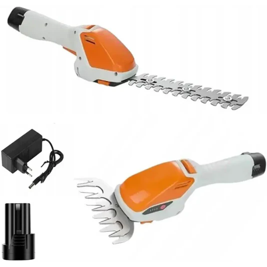 Tagliasiepi a Batteria Tosaerba a Batteria 12V, Strumento 2 in 1 con Autonomia di 60 Minuti, Lame Intercambiabili 14 cm per Siepi