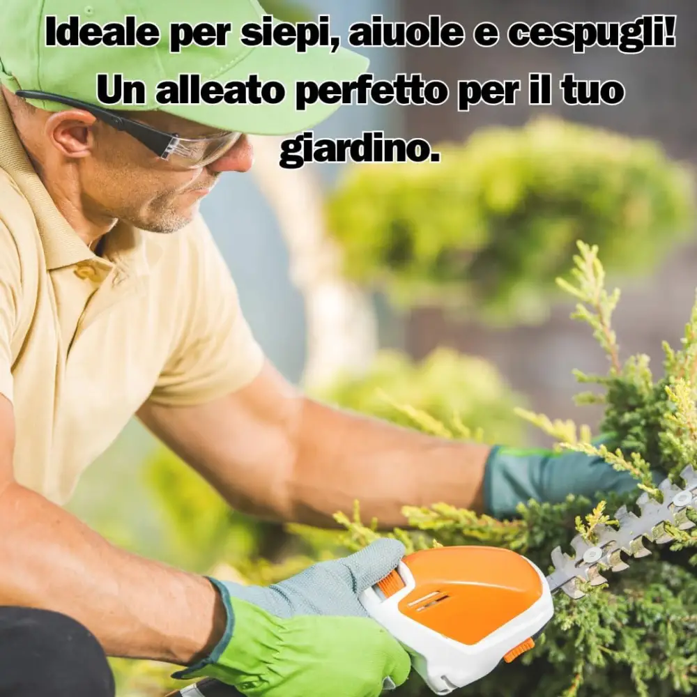 Tagliasiepi a Batteria Tosaerba a Batteria 12V, Strumento 2 in 1 con Autonomia di 60 Minuti, Lame Intercambiabili 14 cm per Siepi